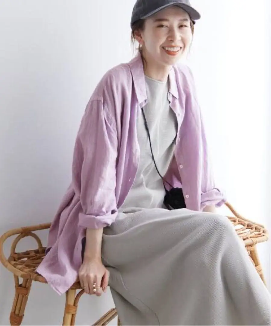 極美品　スローブイエナ　リネンフレンチフロントレギュラーシャツ　ゆったり　羽織 cb002-81603-01b.jpg?basethum=225
