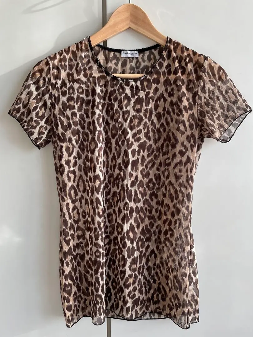 DOLCE&GABBANA トップス　カットソー　レオパード　レース　半袖 DOLCE&GABBANA - 良品 DOLCE&GABBANA ドルチェ＆ガッバーナ 80