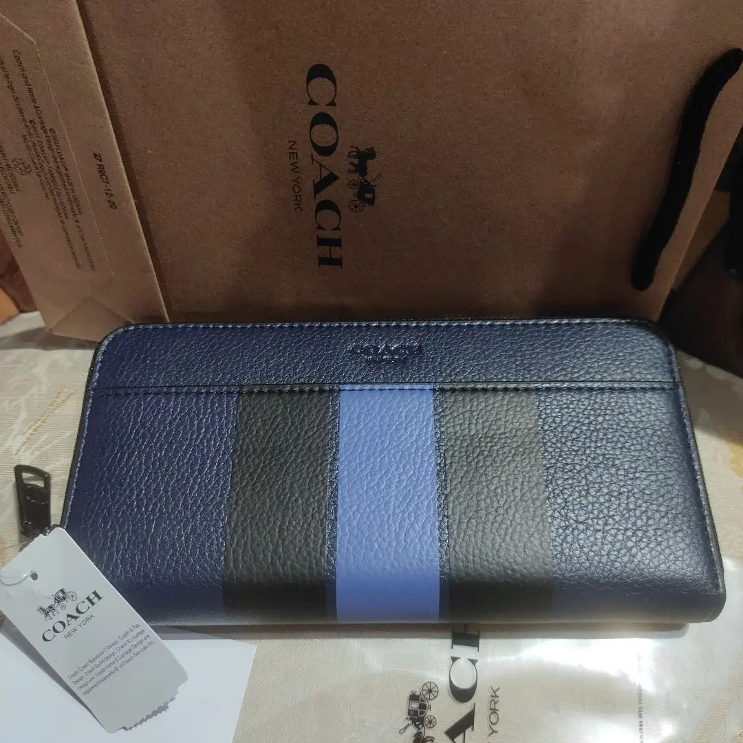 新品未使用　COACH コーチ　F75395ブルー　長財布 2025年最新】coach f75395の人気アイテム - メルカリ