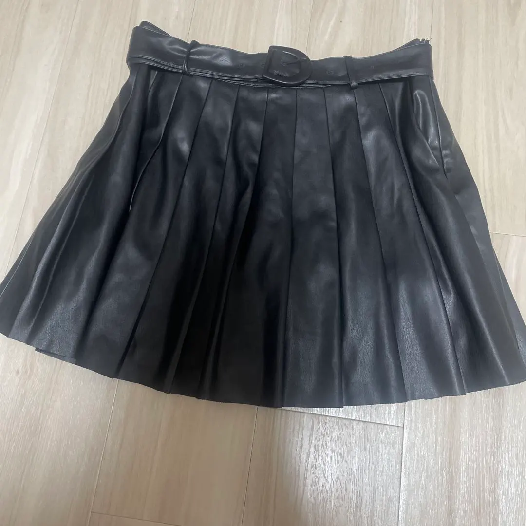 Thumbnail of ZARA mini skirt pleated skirt faux leather with inner shorts