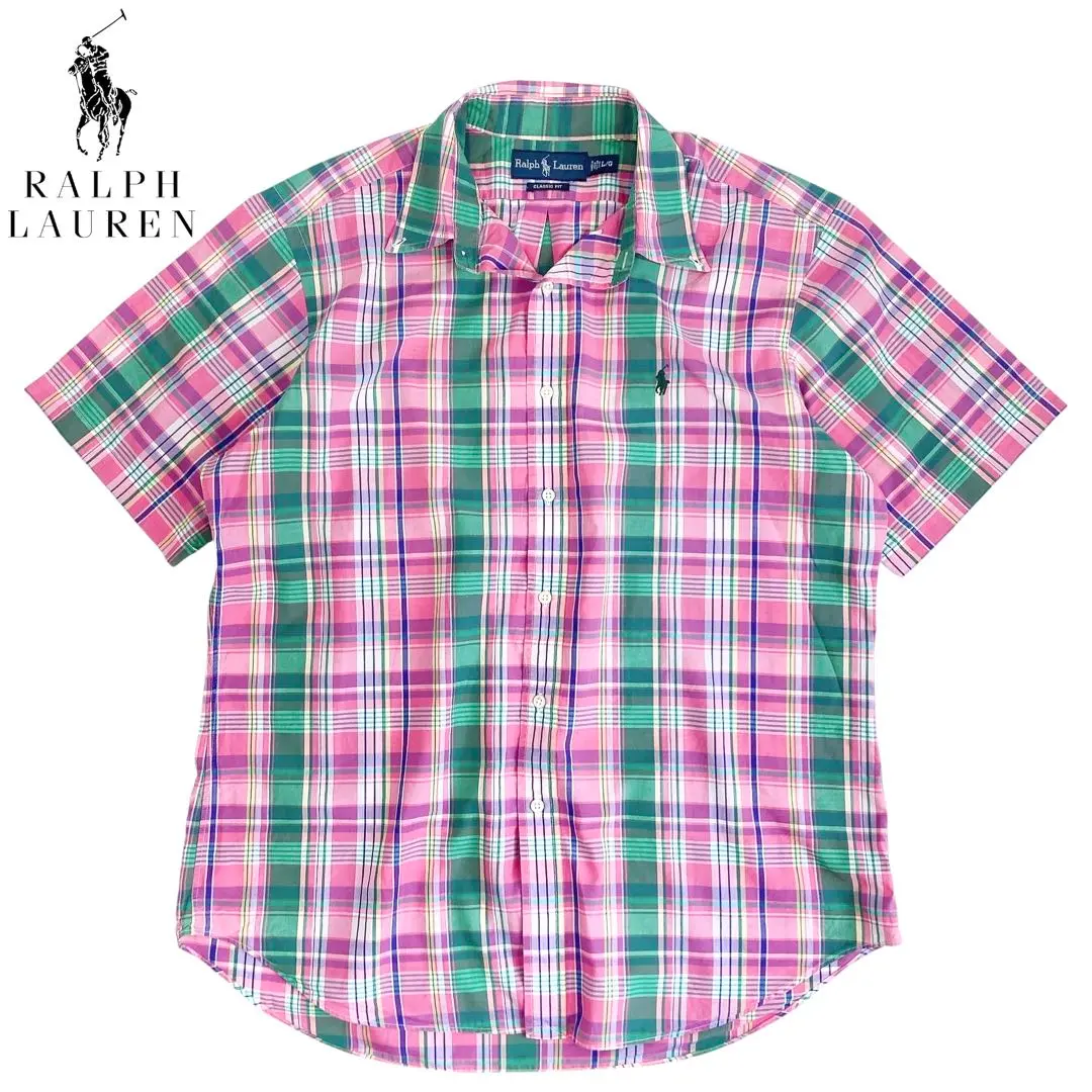 06M010◯RALPH LAUREN 馬德拉斯格紋 短袖 BD襯衫 春夏 的縮圖