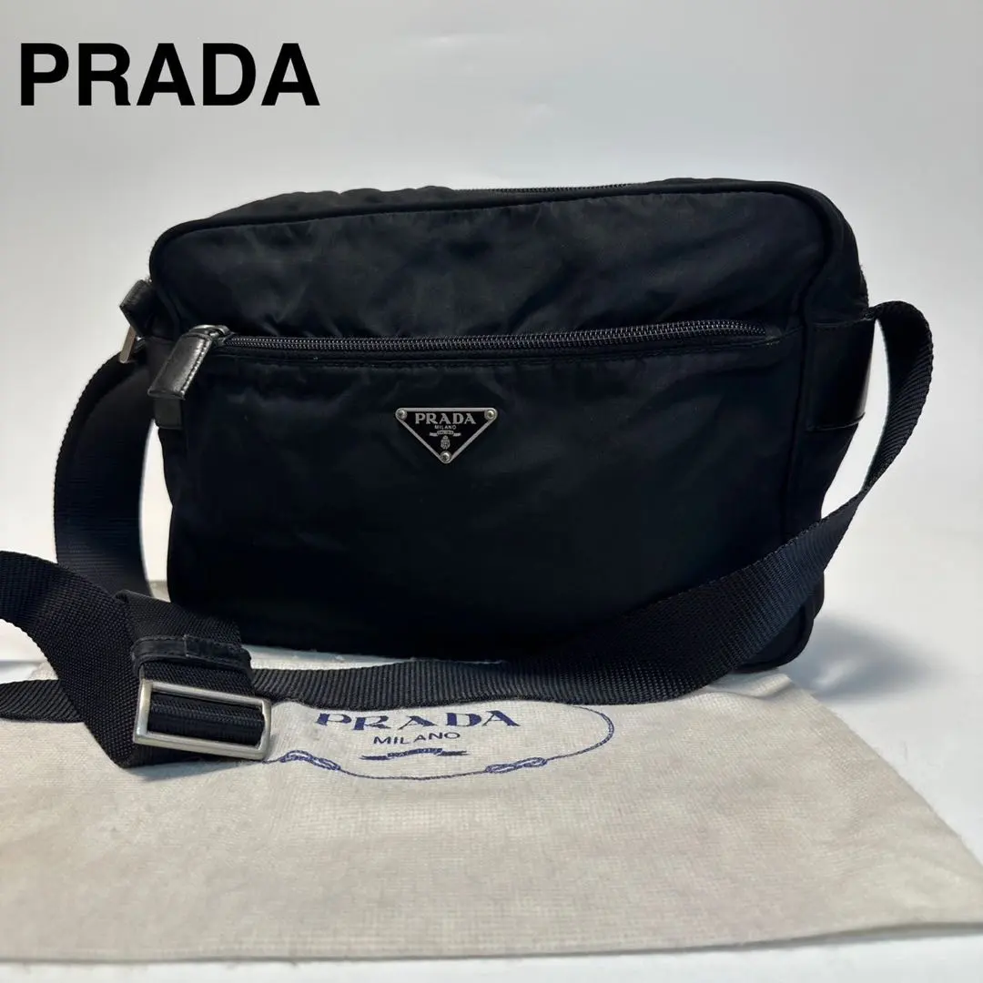 Thumbnail of o25 [Excellent Condition] Prada Triangle Logo Nylon Black Camera Bag Shoulder Bag