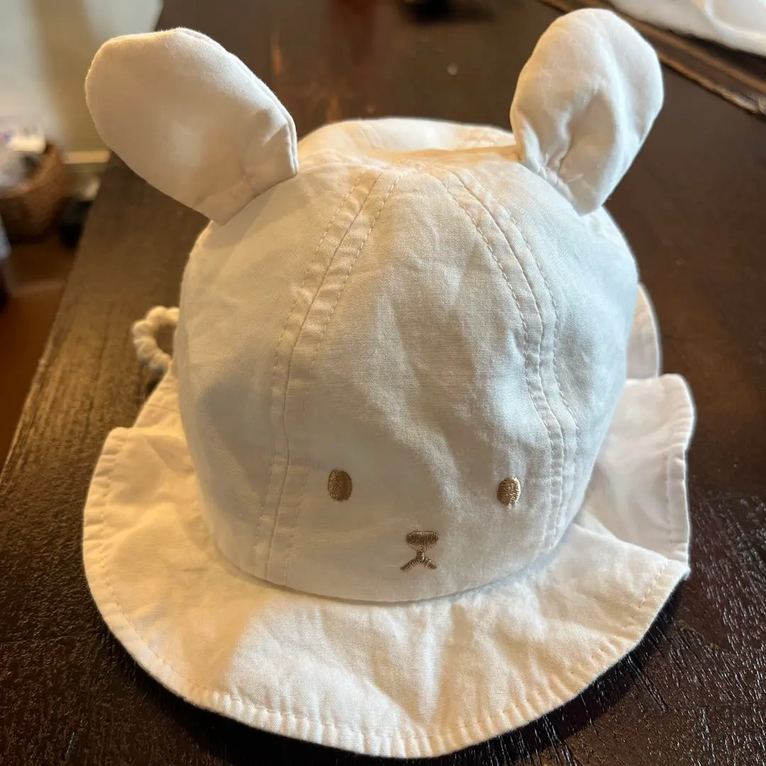 Thumbnail of Akachan Honpo Baby Bunny Ear Hat, Floral, Pink