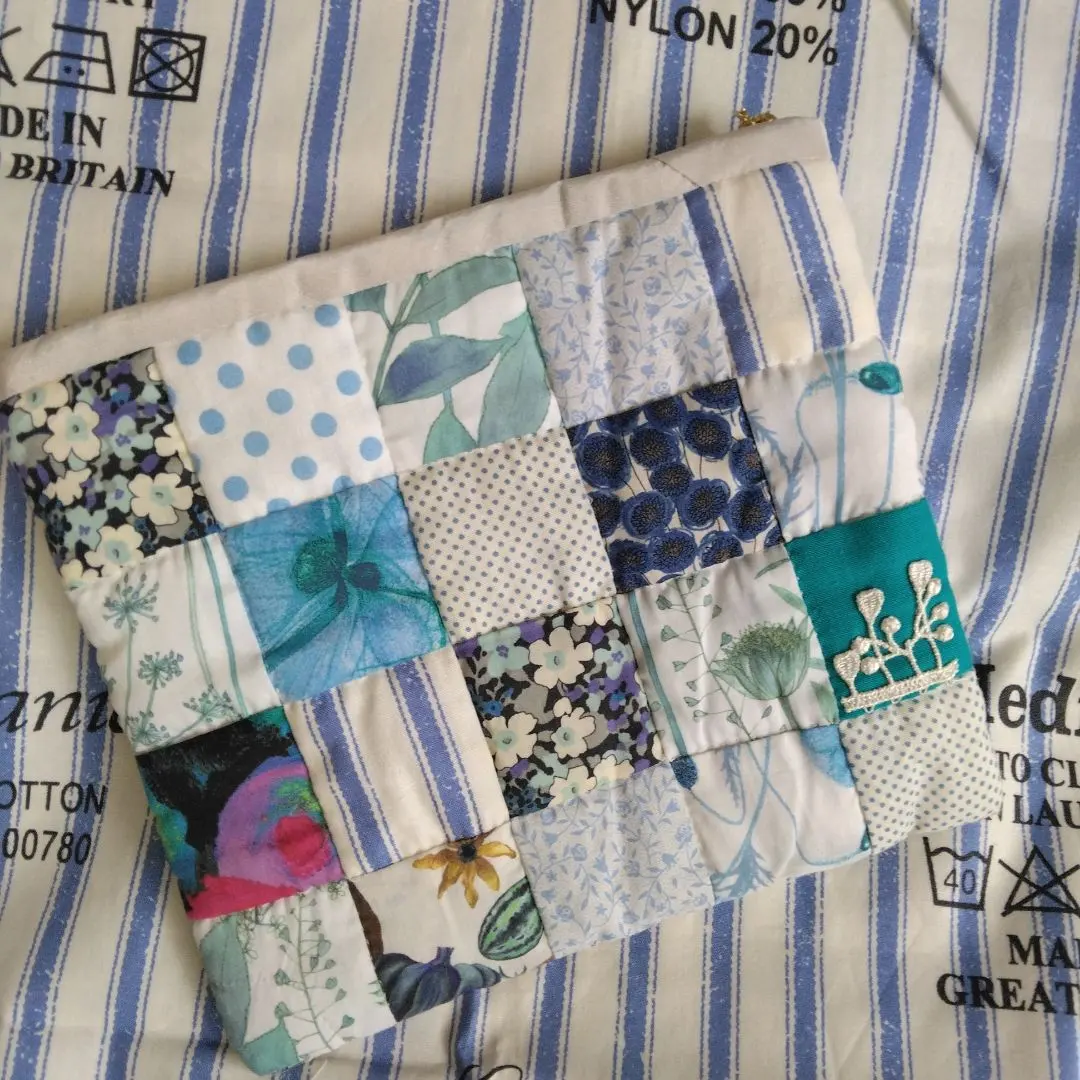 Thumbnail of Liberty patchwork quilt pouch, handmade