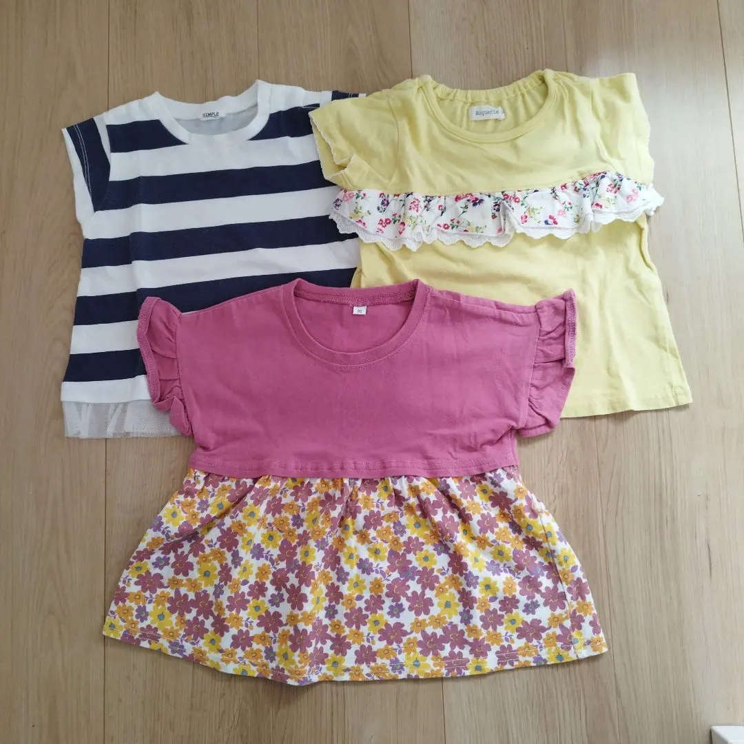 Thumbnail of Biquette and other 90cm short-sleeved T-shirts, 3-piece set, summer clothes, girls