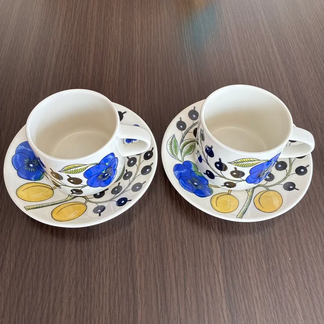 Thumbnail of Arabia Paratiisi Blue Purple Coffee Cup & Saucer Set of 2