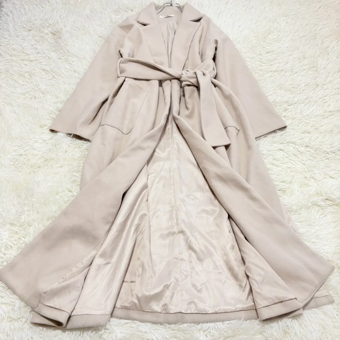 Thumbnail of y8090 Joint Space Gown Collar Long Coat, Elegant, Sophisticated, Beige
