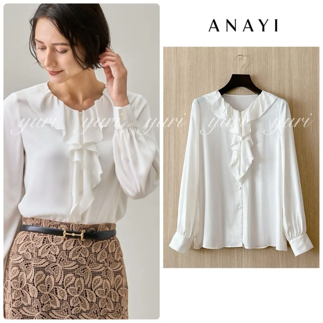 Thumbnail of 【862】ANAY Satin Amunzen Ruffle Tie Blouse White 36