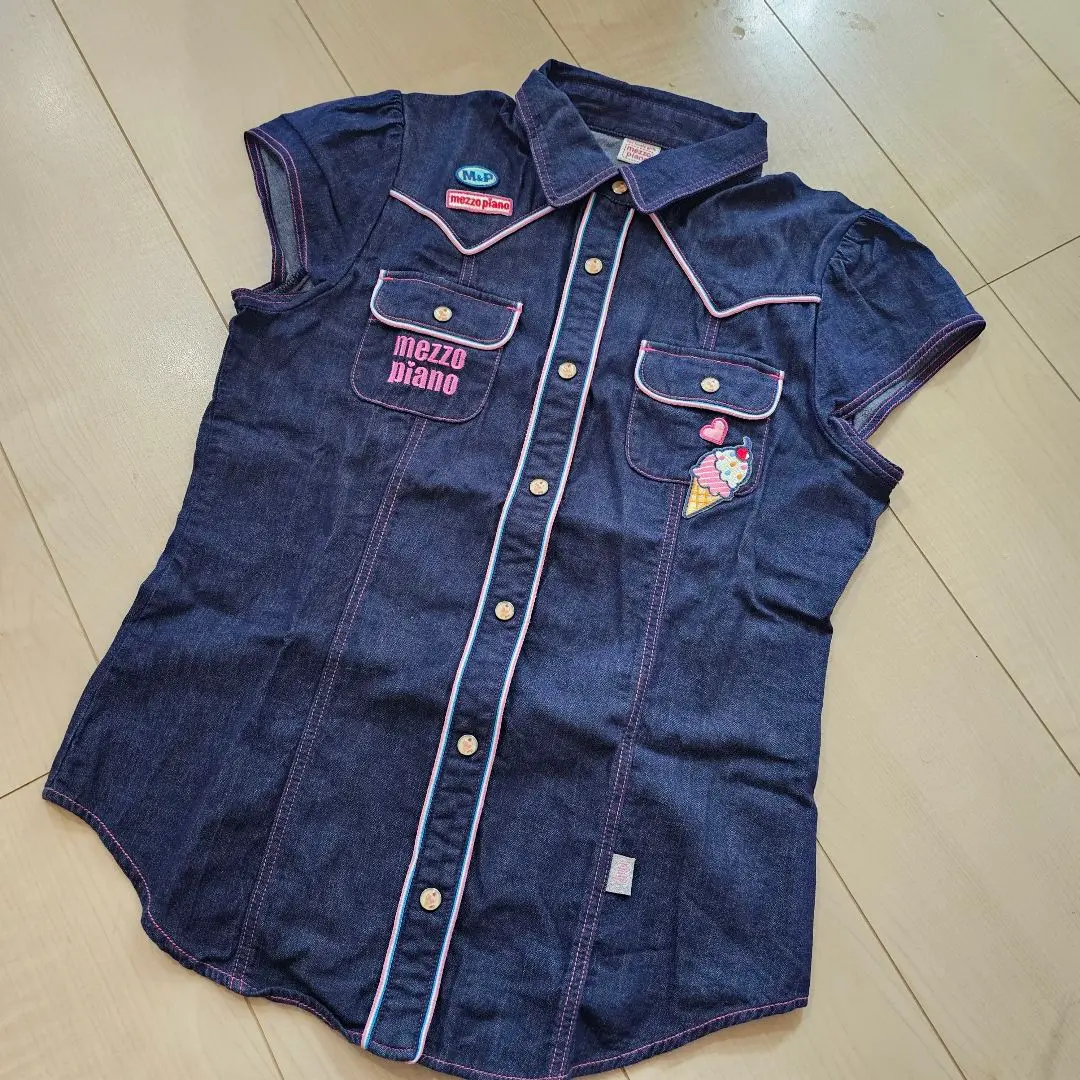 Thumbnail of Mezzo Piano Denim Shirt Short Sleeve Top [160]