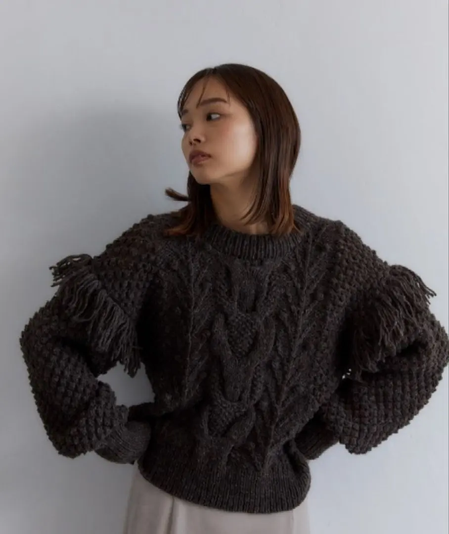 Thumbnail of Casa Fline Fringe Knit Brown Wool