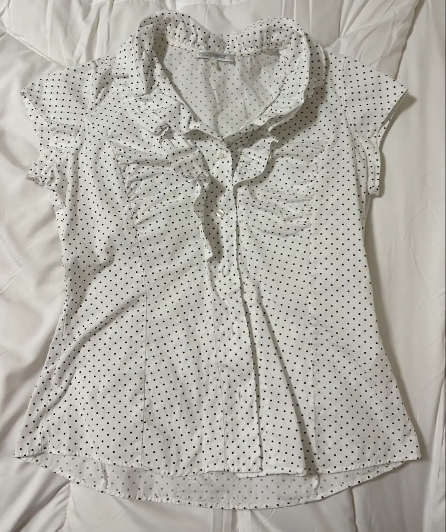 Thumbnail of NARACAMICIE Dot Pattern Frill Short Sleeve Shirt