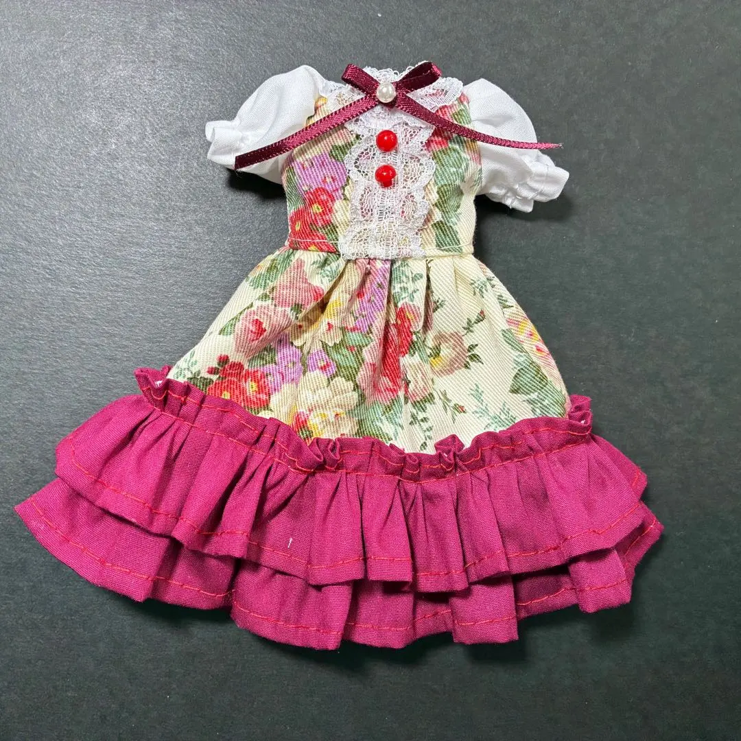 Thumbnail of Floral Frill Dress, Reddish-Brown, for Licca-chan and Pure Neemo