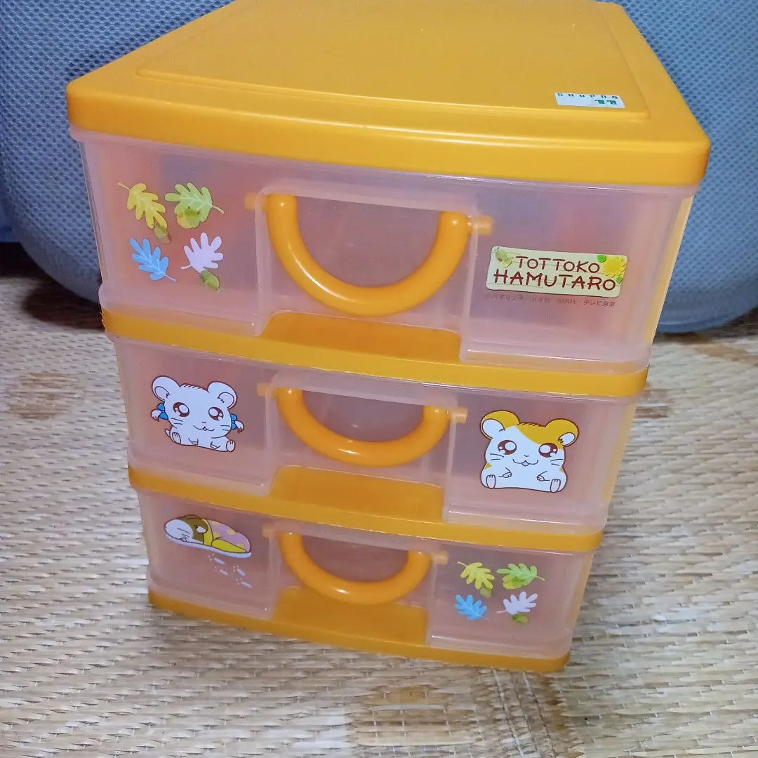 【美品】とっとこハム太郎　収納コンテナ(コロコロ付き) 2個 tomei-box03-01.jpg
