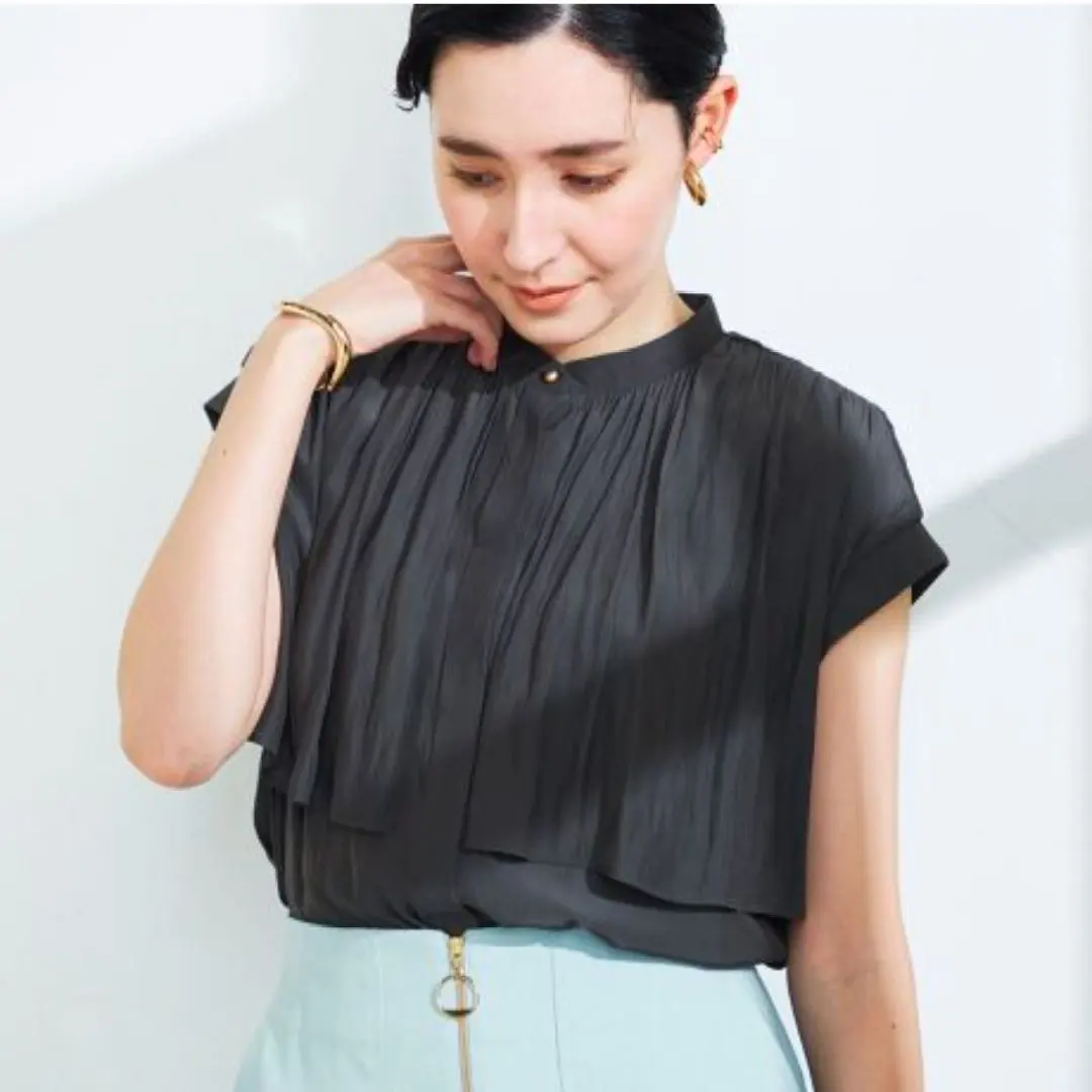 Thumbnail of NOLLEY'S Sophi Woven Cape Gather Blouse, Charcoal Gray