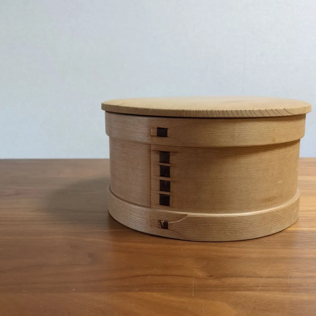 曲木便當盒 木質飯桶 櫻皮縫製 三合飯桶 的縮圖