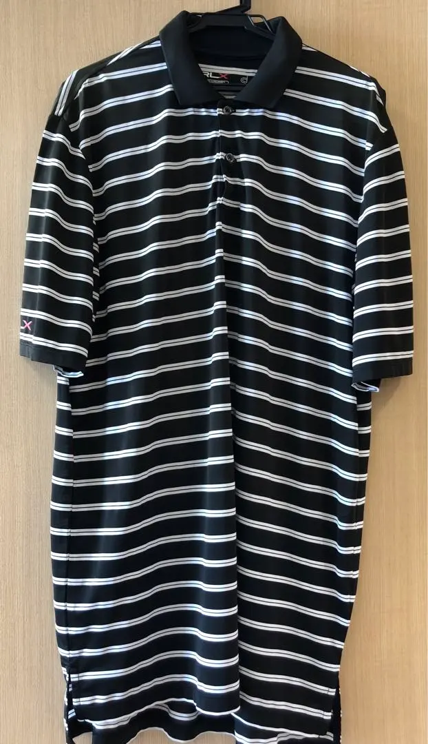 Thumbnail of RLX Ralph Lauren Polo Shirt, Size S, Black and White Stripe