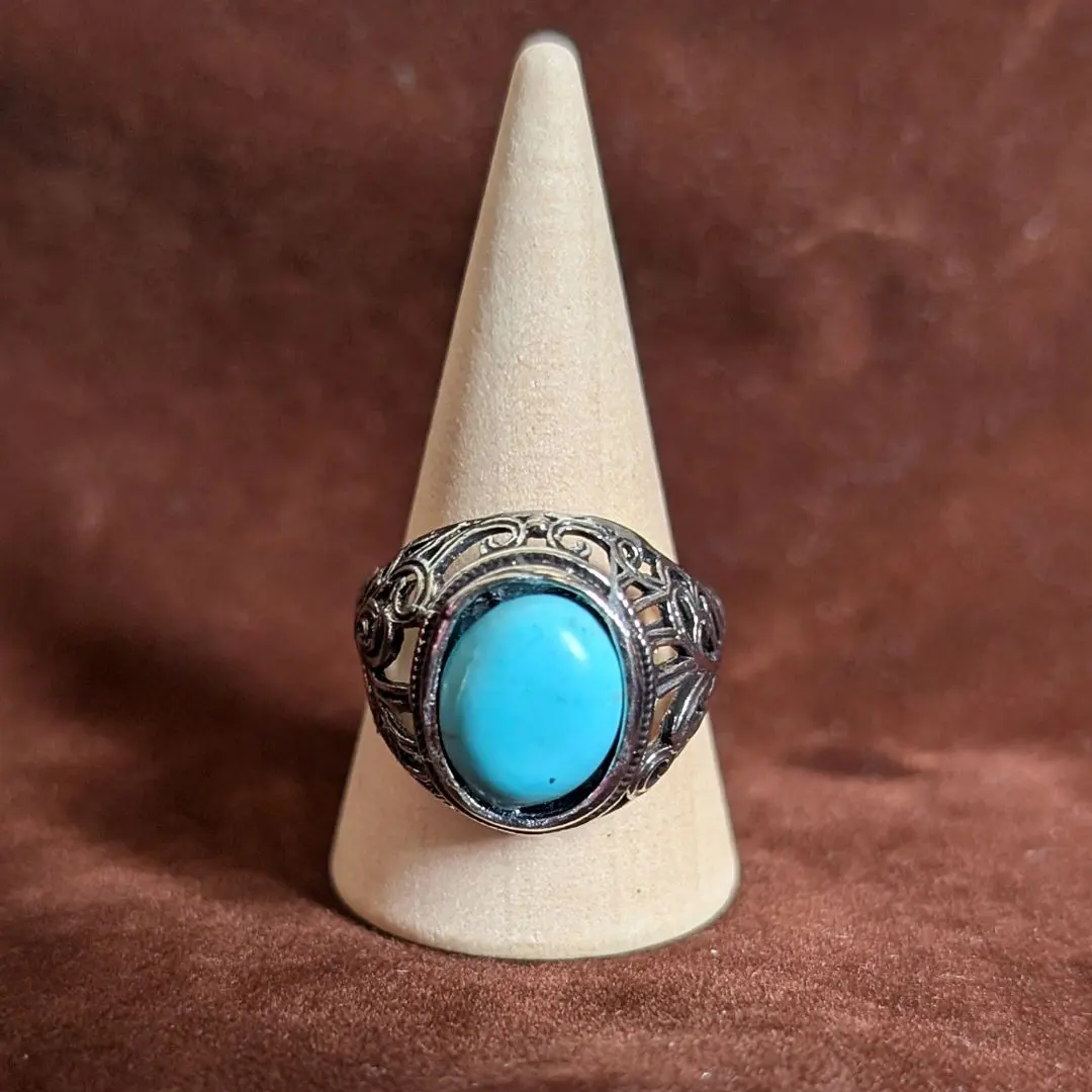 Thumbnail of Turquoise Silver-tone Vintage Ring, Size Free (approx. US 8.5 - 11.5)