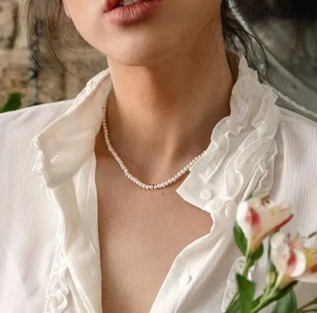 Thumbnail of o54 Lowest Price Sale ☆ Best-Selling Item ☆ Silver Pearl Necklace Chain 324