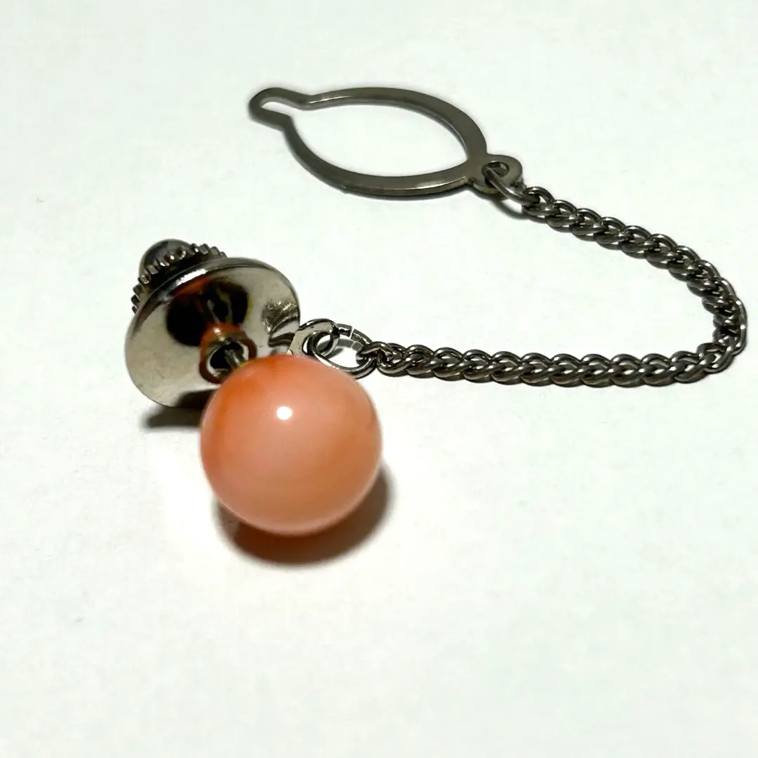 Thumbnail of Tie tack lapel pin with a faux pearl chain brooch