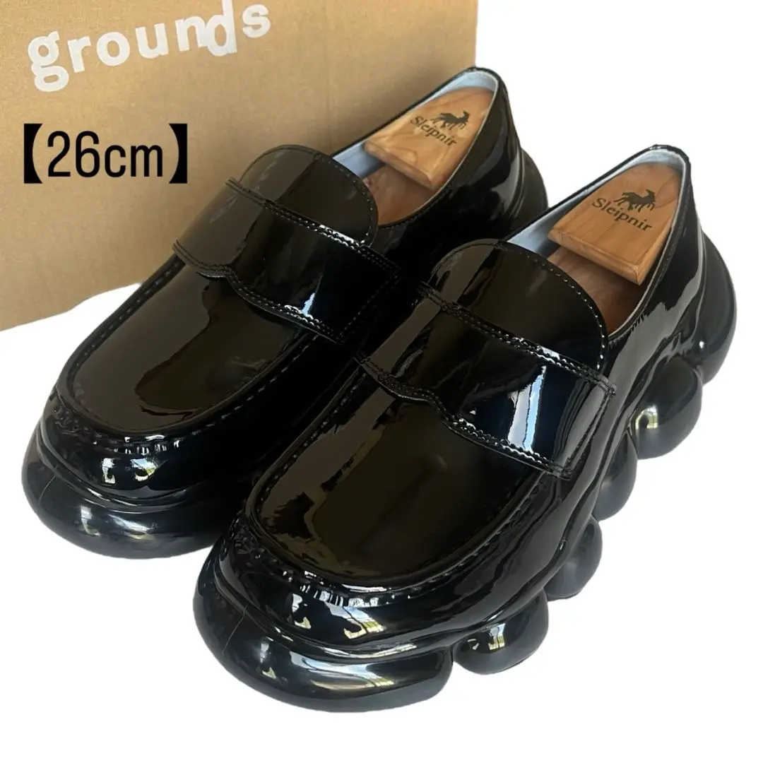【おれさん専用】grounds 26 JEWELRY LOAFER 黒 JEWELRY LOAFER ENAMEL BLACK / BLACK (ジュエリー ローファー