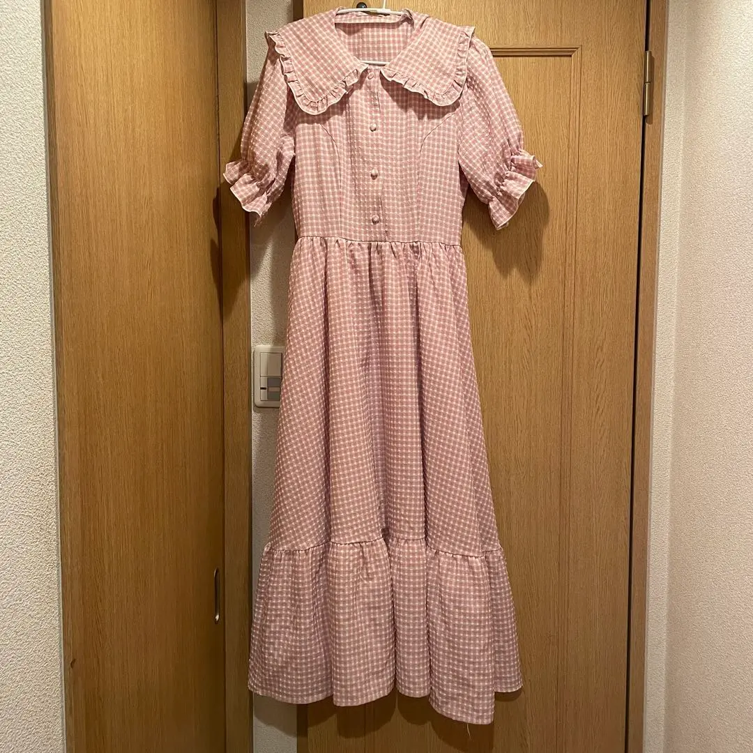 Thumbnail of Shimamura Misako Aoki Gingham Check One-Piece Dress, Pink, Size S
