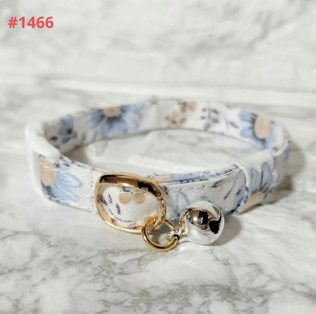 Thumbnail of #1466 Handmade Cat Collar Cotton ※Blue Flower