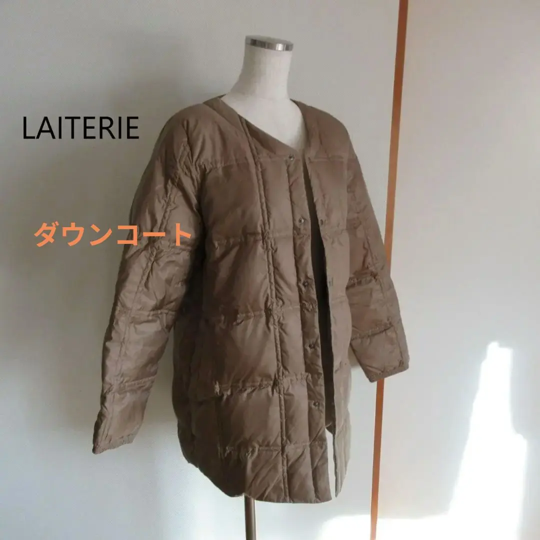 LAITERIE レイトリー◆ダウンコート　ジャケット◆38 麻 ダウン 黒 LAITERIE レイトリー◇ダウンコート ジャケット◇38 麻 ダウン
