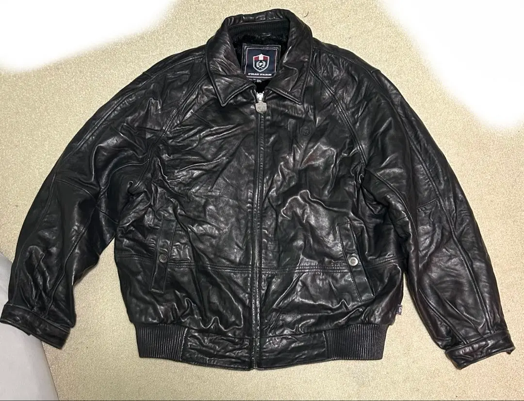 ファットファーム　レザージャケット　ビッグサイズ 羊革 黒 y2k PHATFARM - PHATFARM 90s ALL LEATHER JACKET BLACK 3XLの通販