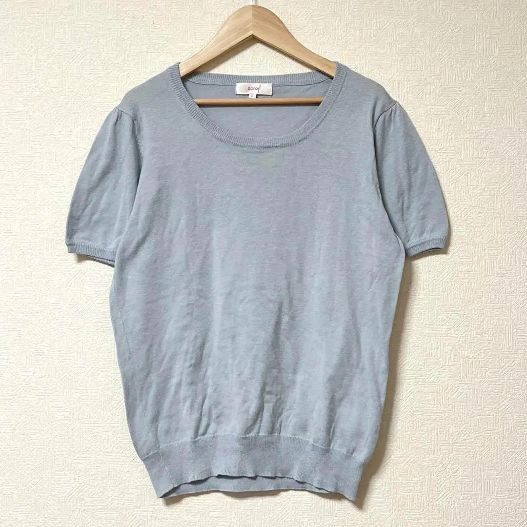 Thumbnail of ☆ Scroll (L) Thin Short Sleeve Knit Cut and Sew, Blue