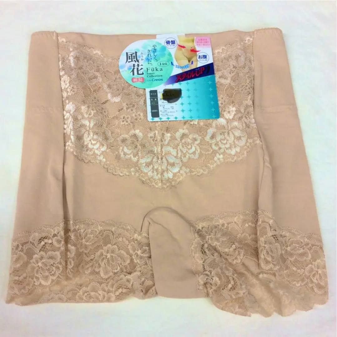 [K300] 人氣的風花☆骨盆・腹部清爽[M☆米色]棉混1分丈內褲 的縮圖