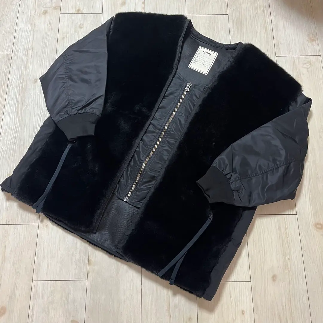 出品3/17まで！美品✾etsinta/エシンタ　ファー切替ジャケット etsinta/エシンタ】ファー切替ジャケット - 毛皮/ファーコート新