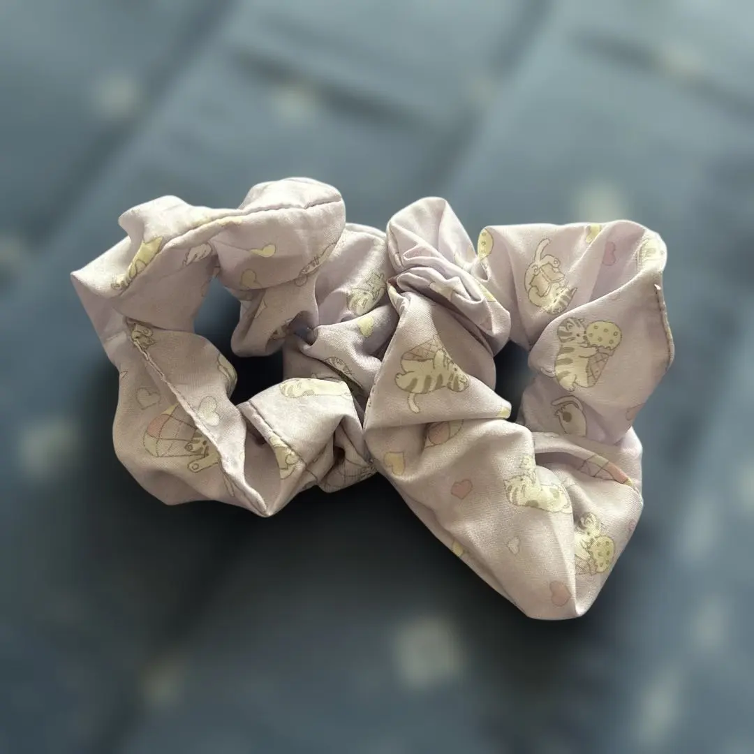 淺紫色 貓咪圖案 髮圈 2個一組 的縮圖