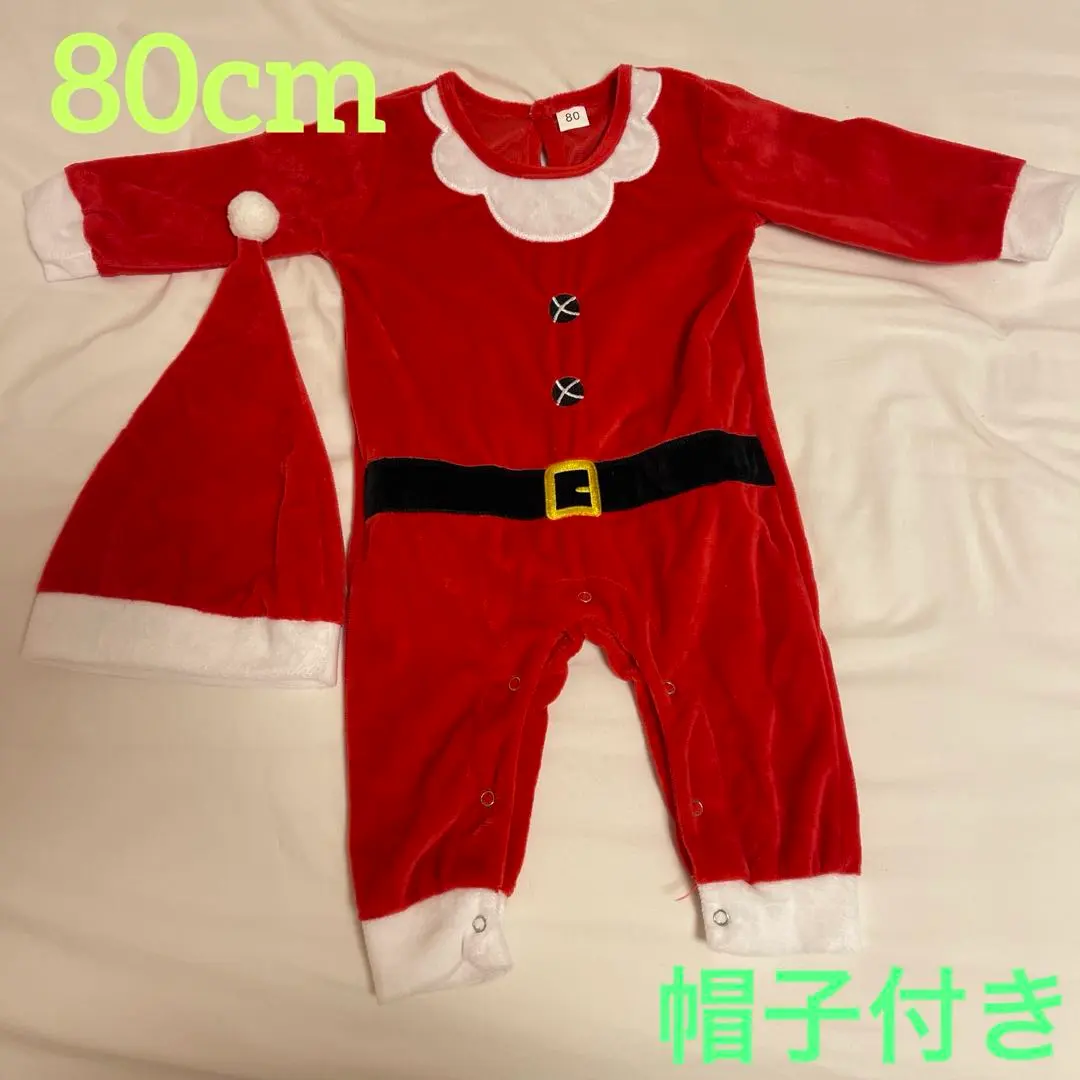 ★美品★ 聖誕節 聖誕老人服裝・帽子套裝 嬰兒80cm 的縮圖