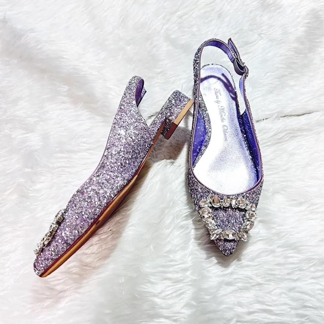 【極美品✨人気完売品】ツルバイマリコオイカワ　コットンパール付きミュールパンプス 極美品✨人気完売品】ツルバイマリコオイカワ コットンパール