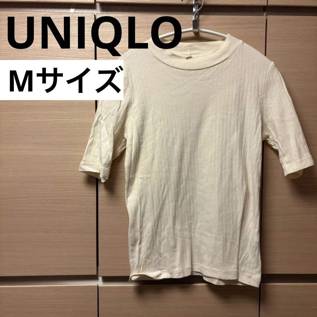 Thumbnail of 【Anonymous Shipping ✨】UNIQLO 3/4 Sleeve High Neck Ribbed Knit Top White M Size