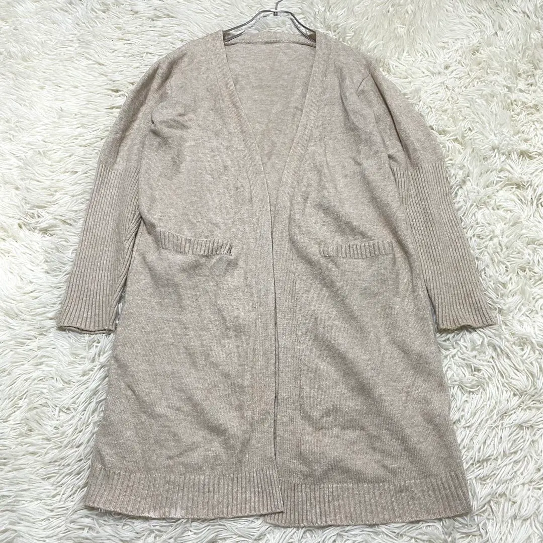 Thumbnail of 1703 Long-length long sleeve cardigan coatigan beige mutton sleeve