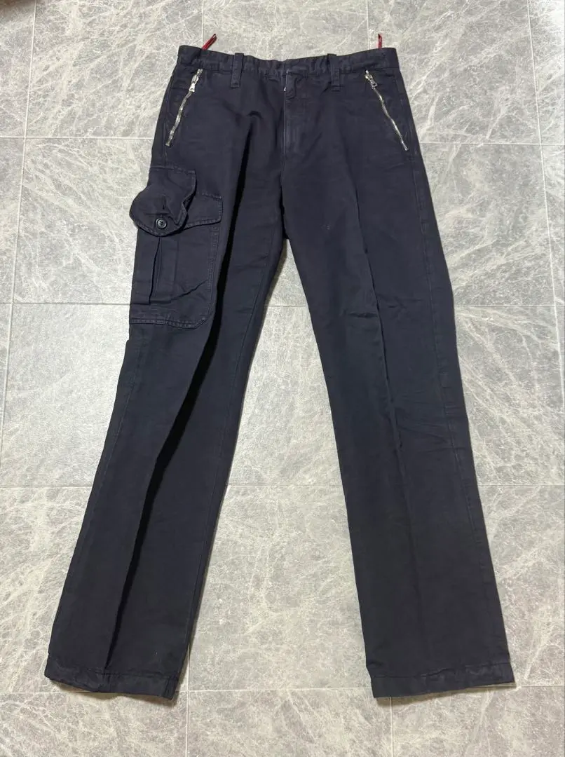 Prada Sport アーカイブ ダブルニー ワークパンツ フェード スミ黒 Prada Sport アーカイブ ダブルニー ワークパンツ フェード スミ
