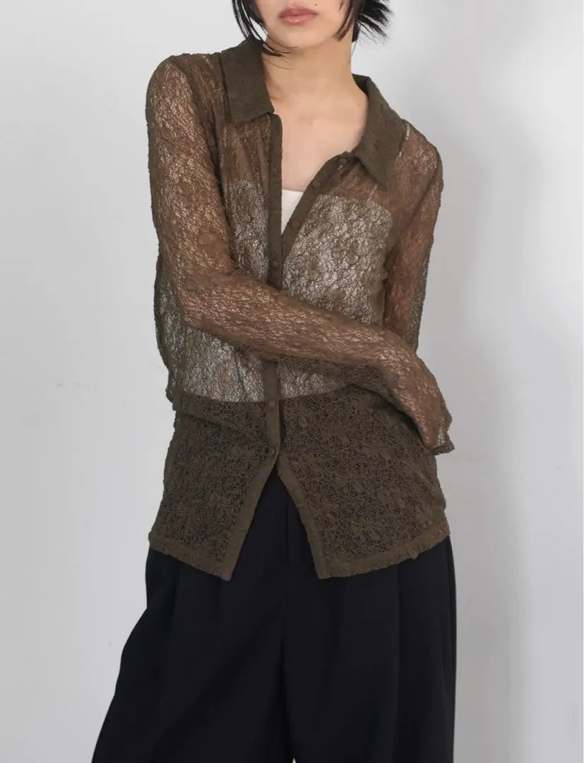 Thumbnail of Lace long-sleeved cardigan, only tried on, brown