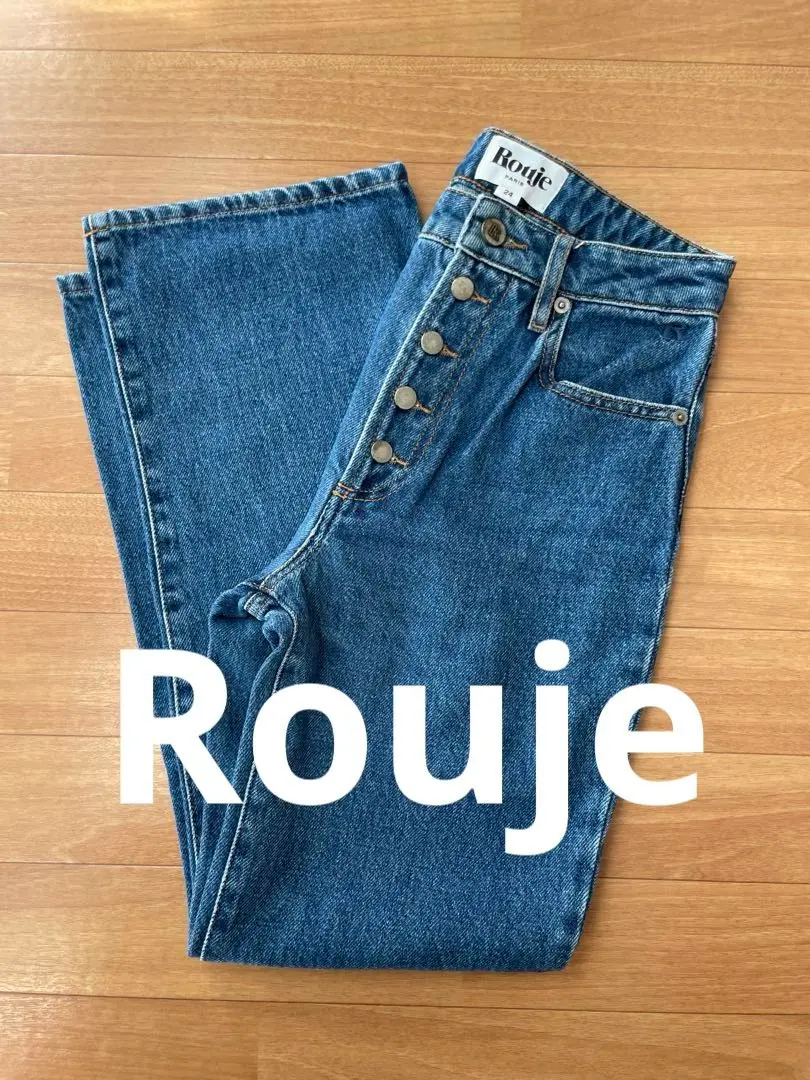 ルージュ Rouje ロゴ刺繍 ハイウエスト フレアレッグ ジーンズ ルージュ Rouje ロゴ刺繍 ハイウエスト フレアレッグ ジーンズ