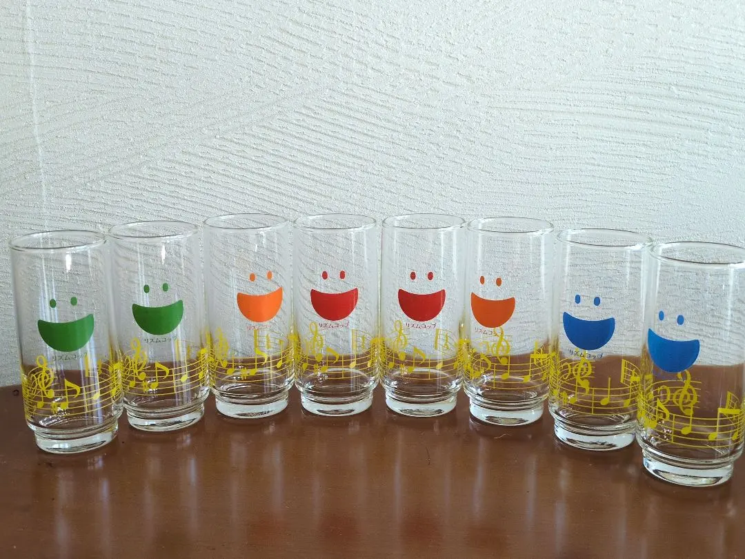 彩色音符設計玻璃杯8個一組，昭和復古 的縮圖