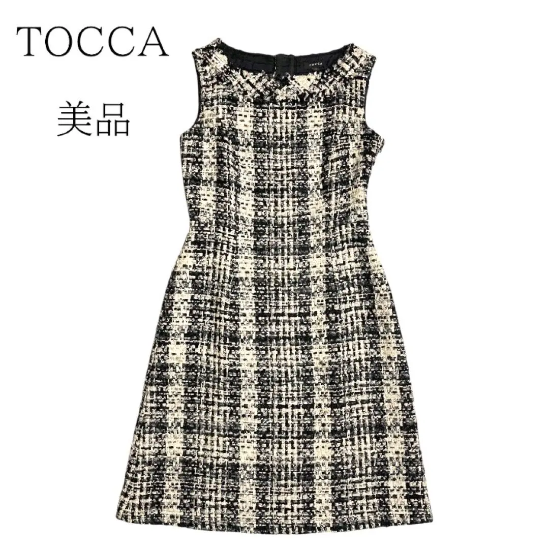 Thumbnail of Beautiful Condition ✨️ TOCCA Tweed Dress Sleeveless Check Knee-length S