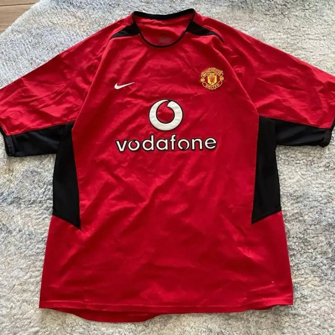 『マンチェスターＵ』ディビッド・ベッカム（懐かしくて人気のVodafone） David Beckham Manchester Jersey XL Red Vodafone #7 2002 Vtg