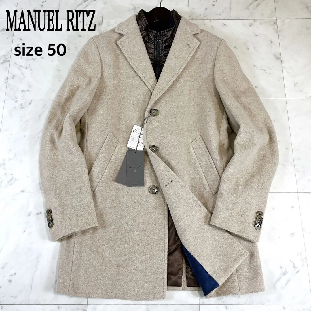 【新品タグ付き】ManuelRitzチェスターコート 取り外し可能襟 ベージュ 新品タグ付き】ManuelRitzチェスターコート 取り外し可能襟 ベージュ