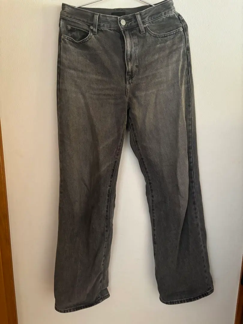 Thumbnail of UNIQLO Wide Straight Denim Jeans, 23 Gray