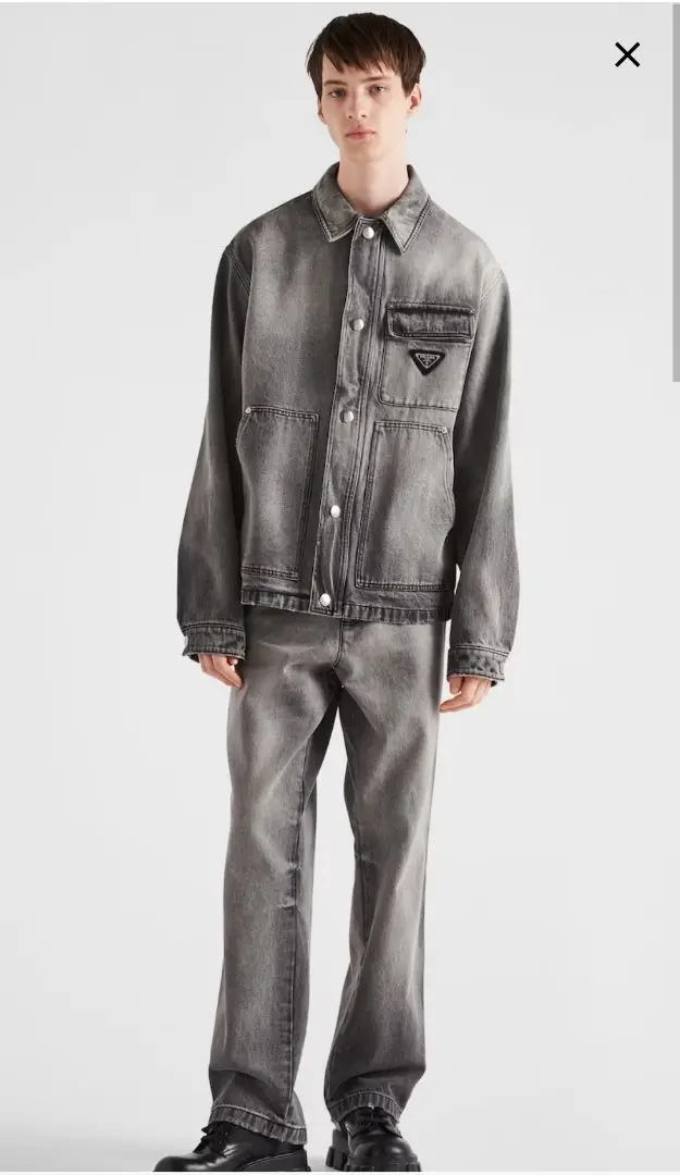 MIUMIU♥プラダ　Gジャン　ジージャン　デニム　ジャケット　ノーカラー　白 ザラ ZARA TRF DENIM JACKET デニムジャケット Gジャン