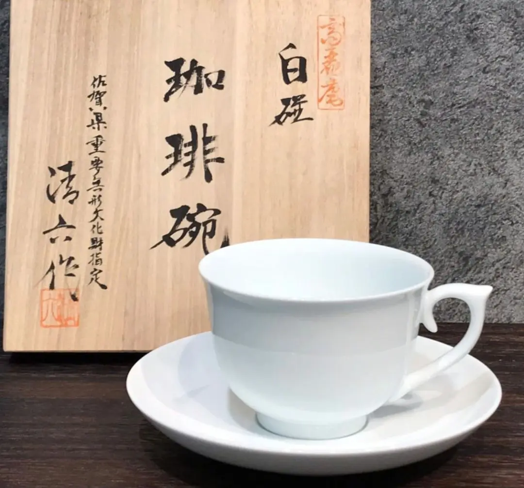 有田焼 - 未使用 白磁 有田焼 鶴首一輪挿 中村清六作 高麗庵清六