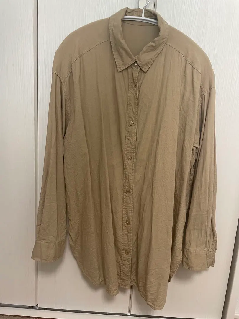 Thumbnail of GU Linen Blend Oversized Shirt Long Sleeve Beige XL