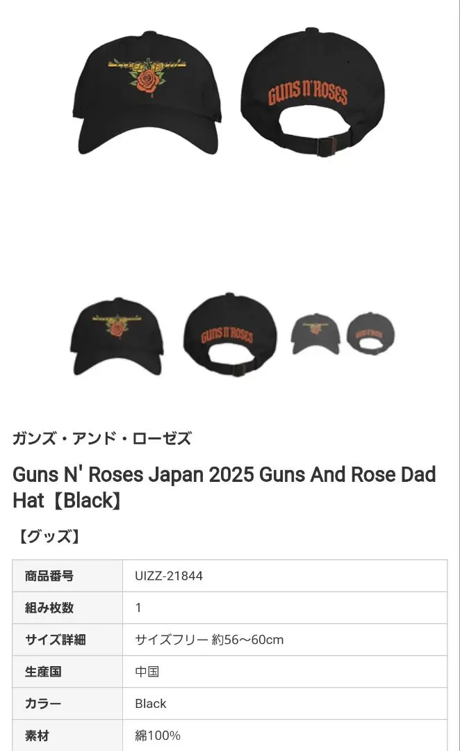 GUNS N' ROSES TOUR 2025 トラッカーキャップ