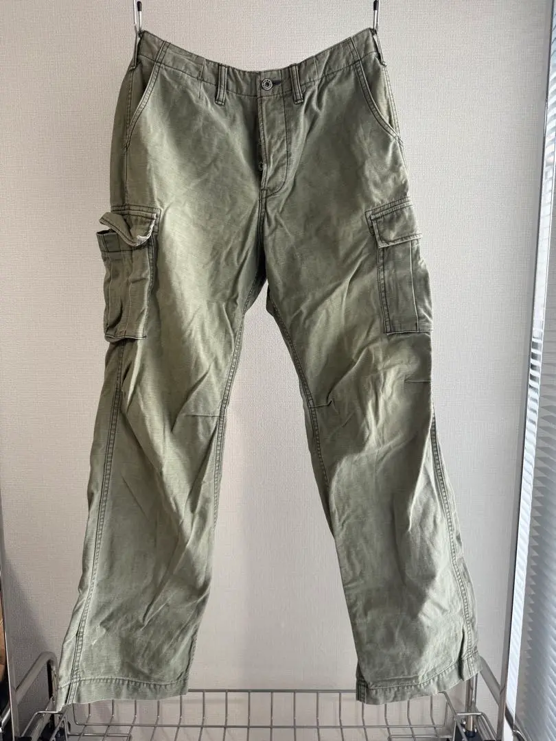 美品 桃太郎ジーンズ 硫化染め 月桂樹 ミリタリー カーゴ パンツ W34 美品 桃太郎ジーンズ 硫化染め 月桂樹 ミリタリー カーゴ パンツ W34