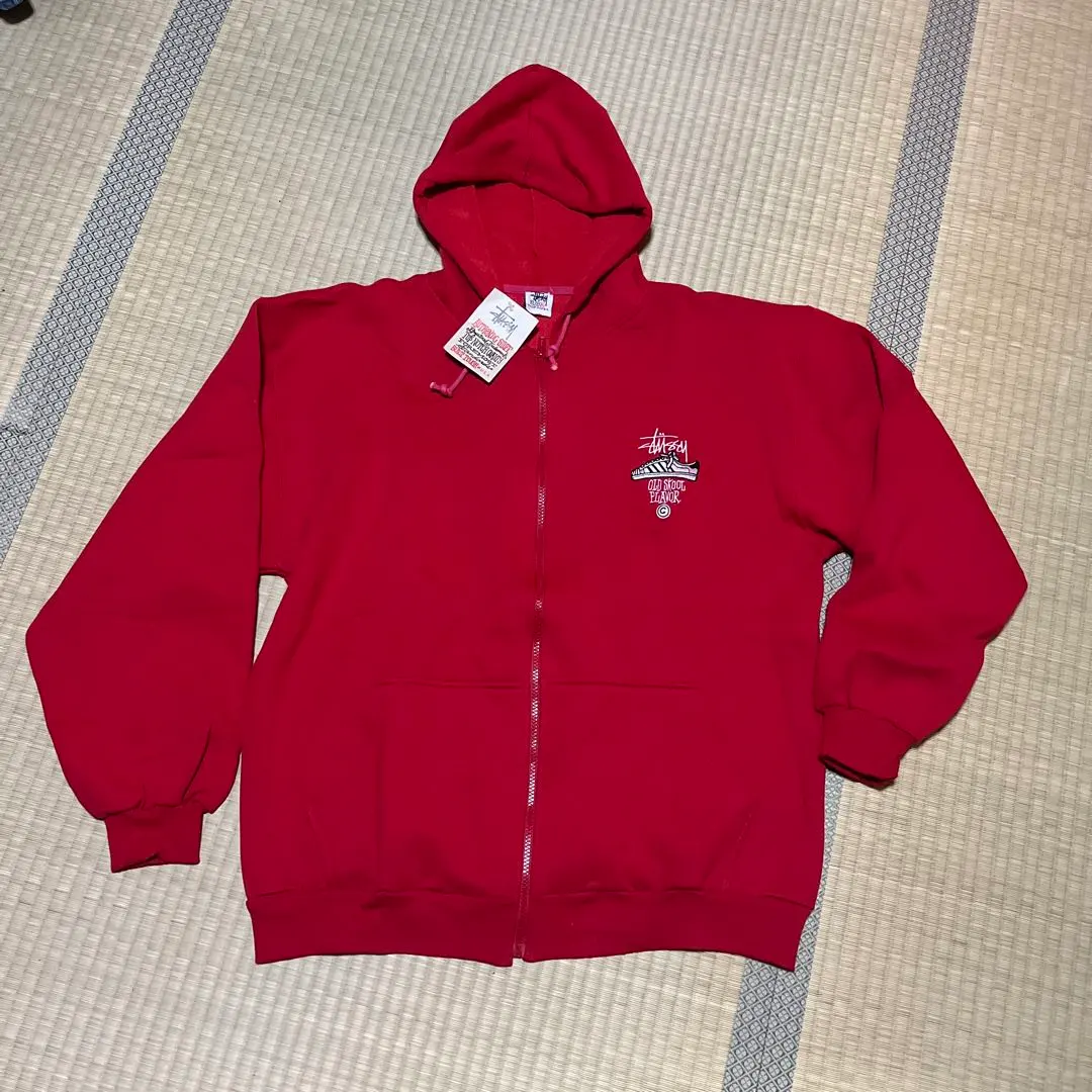 90年代 OLD Stussy 白標 全拉鍊連帽外套 紅色 的縮圖